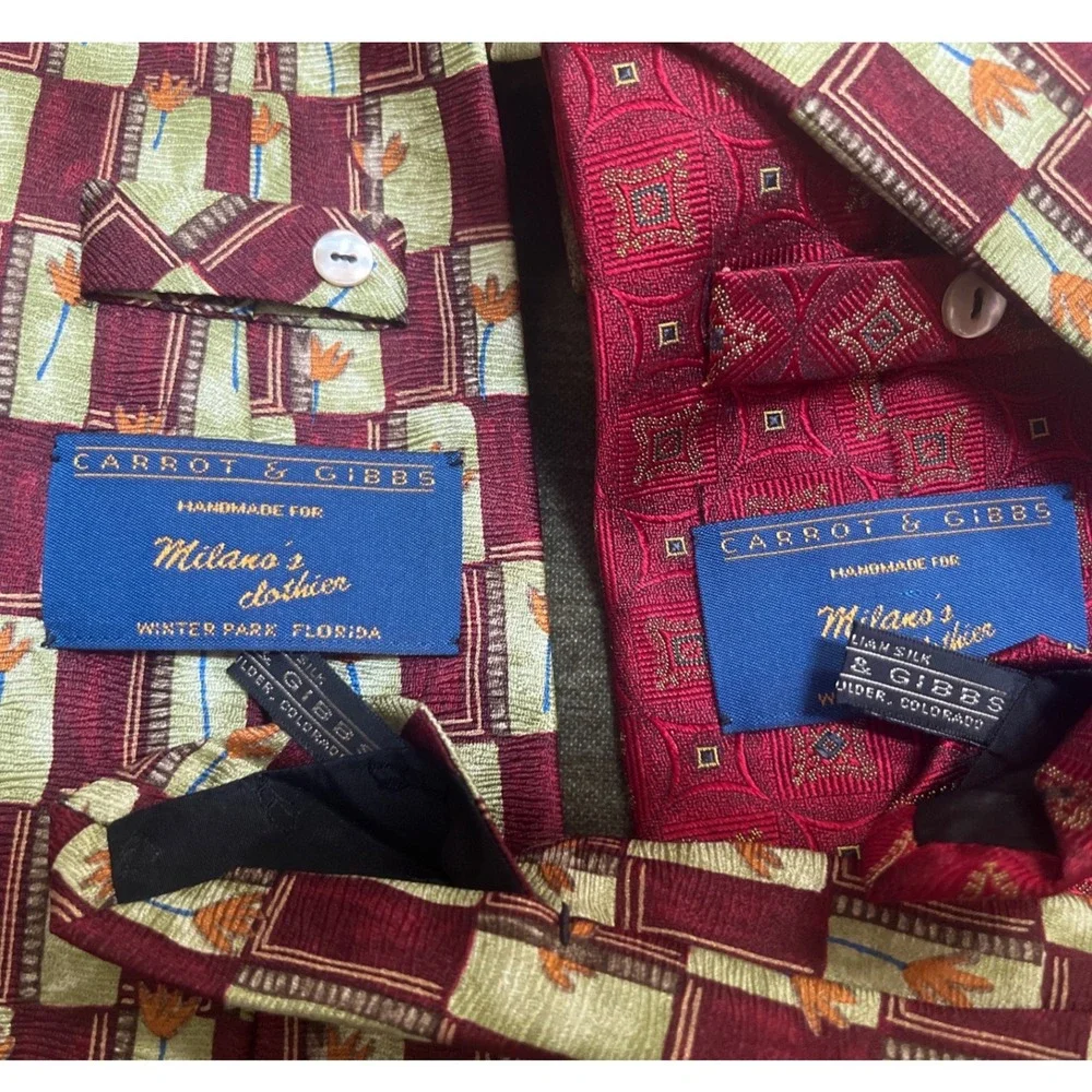 Carrot‎ & Gibbs Silk Tie Lot 5 Milano's Clothier Geometric Paisley Floral